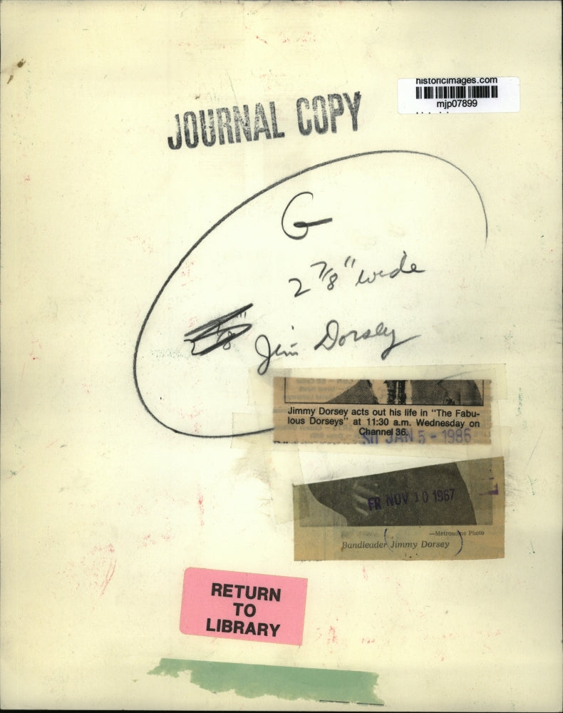 1967 Press Photo Jimmy Dorsey, Bandleader, in "The Fabulous Dorseys" - mjp07899