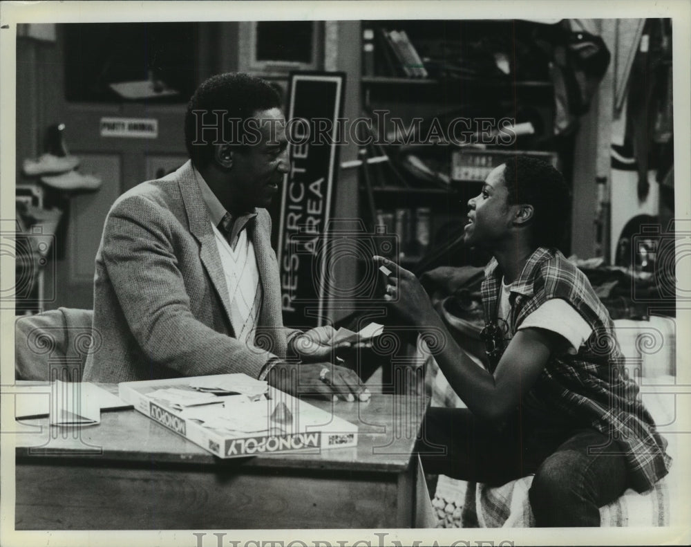 1984 Press Photo Bill Cosby and Malcolm-Jamal Warner on "The Bill Cosby Show"- Historic Images
