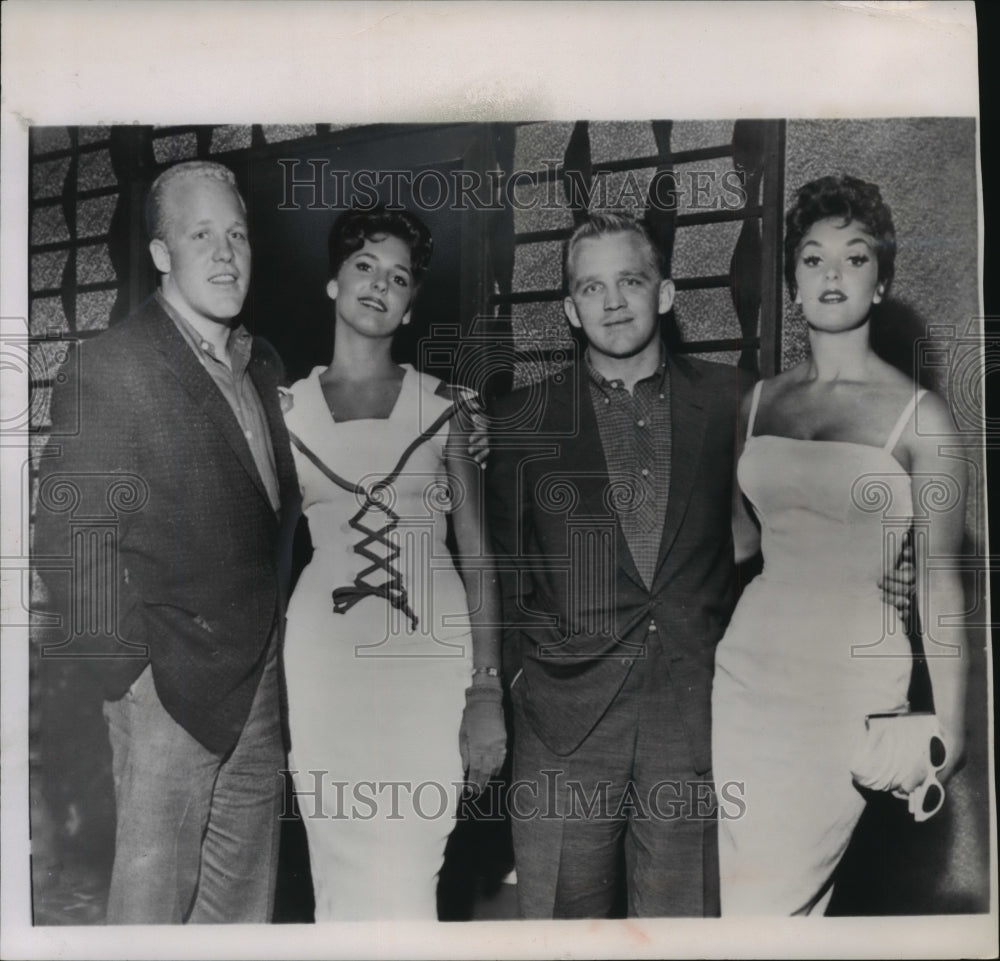 1958 Press Photo Philip and Gary Crosby with Las Vegas show girls - mjp08514- Historic Images