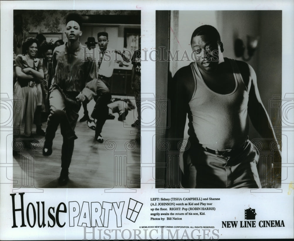 1990 Press Photo Tisha Campbell, A.J. Johnson and Robin Harris in &quot;House Party.&quot;- Historic Images