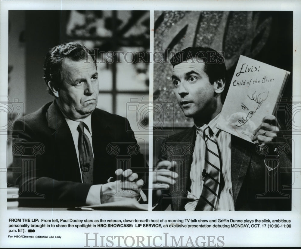 1988 Press Photo Griffin Dunne and Paul Dooley in HBO&#39;s &quot;Lip Service.&quot;- Historic Images