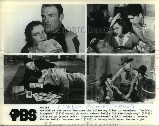 1934 Press Photo Randolph Scott, Billy Halop and cast in Matinee At The Bijou.- Historic Images