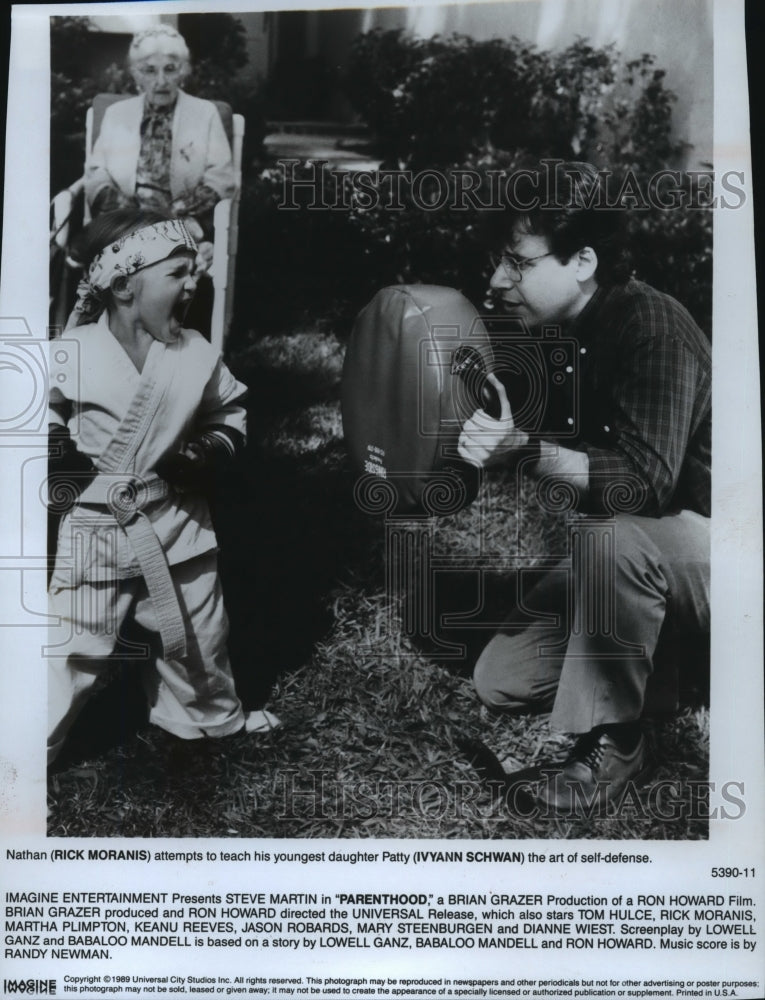 1989 Press Photo Actor Rick Moranis, Ivyann Schwan in "Parenthood" Movie- Historic Images