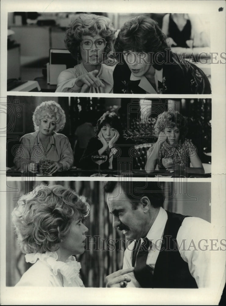 1985 Press Photo Dolly Parton, Lily Tomlin and Jane Fonda in &quot;9 to 5&quot; Movie- Historic Images