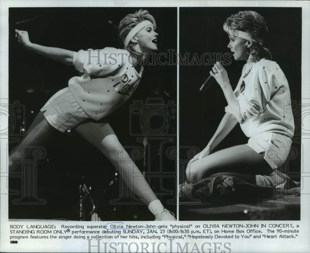 1983 Press Photo &quot;Olivia Newton-John in Concert&quot; Standing Room Only HBO Special- Historic Images