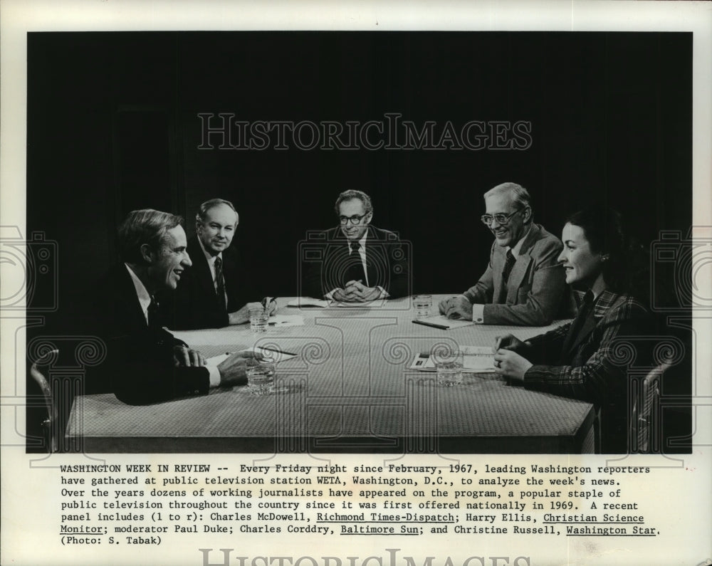 1980 Press Photo "Washington Week in Review" Charles McDowell, Harry Ellis, etc.- Historic Images