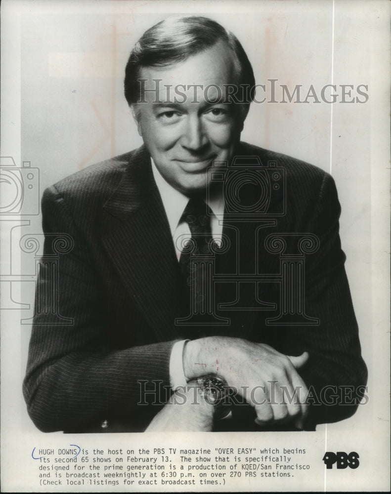 1978 Press Photo Host Hugh Downs for &quot;Over Easy&quot; PBS TV Magazine - mjp10459- Historic Images
