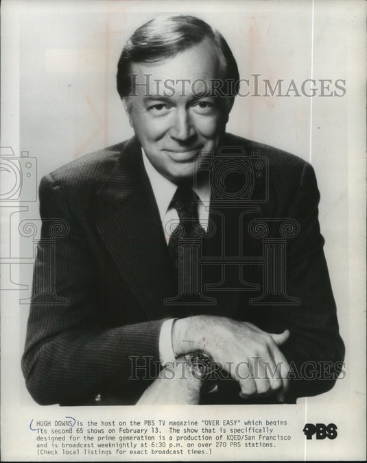 1978 Press Photo Host Hugh Downs for "Over Easy" PBS TV Magazine - mjp10459- Historic Images