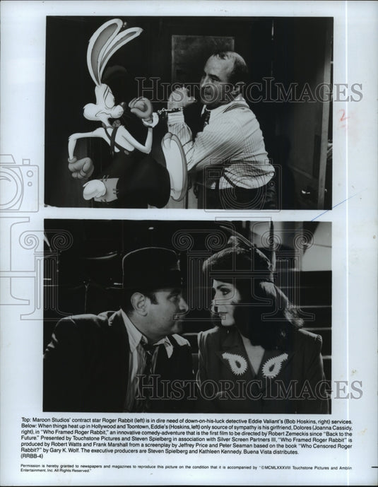 1988 Press Photo Bob Hoskins and Joanna Cassidy in Who Framed Roger Rabbit?- Historic Images