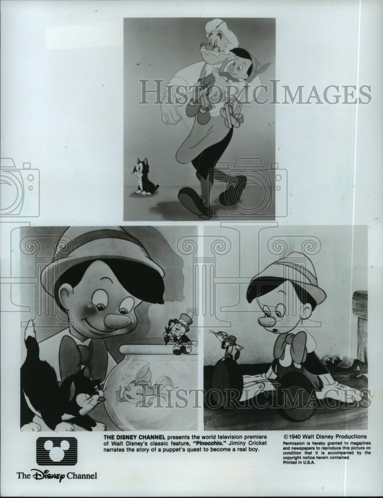1940 Press Photo Scenes from Walt Disney&#39;s classic feature Pinocchio.- Historic Images