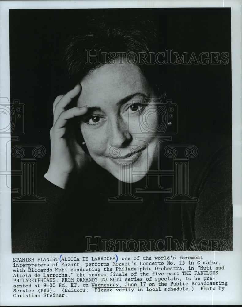 1982 Press Photo Pianist Alicia de Larrocha on The Fabulous Philadelphians.- Historic Images