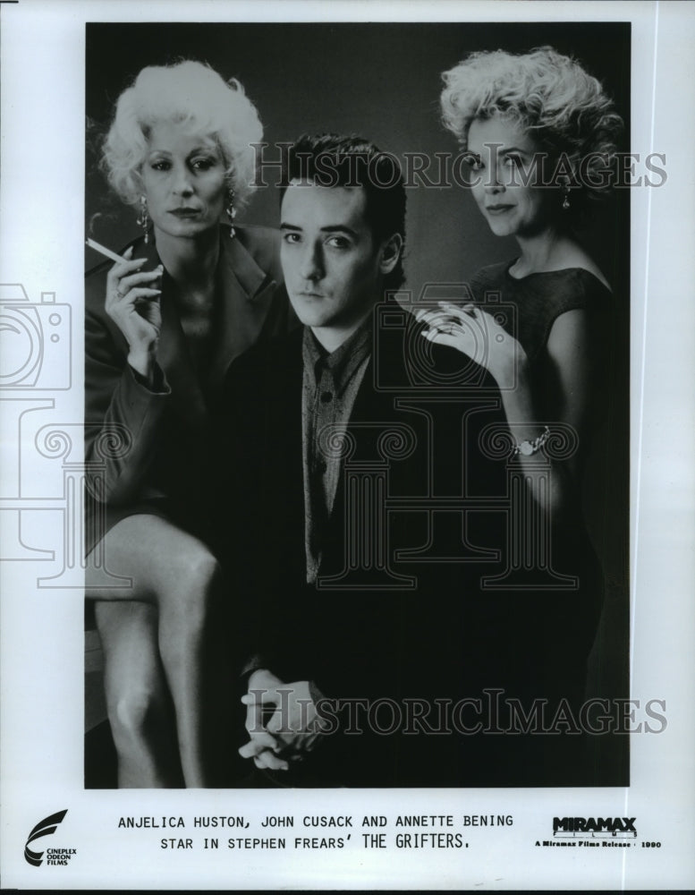 1990 Press Photo Anjelica Huston, John Cusack &amp; Annette Bening in The Grifters.- Historic Images