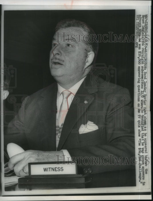1959 Press Photo Band leader Xavier Cugat testifies in Washington, D.C.- Historic Images