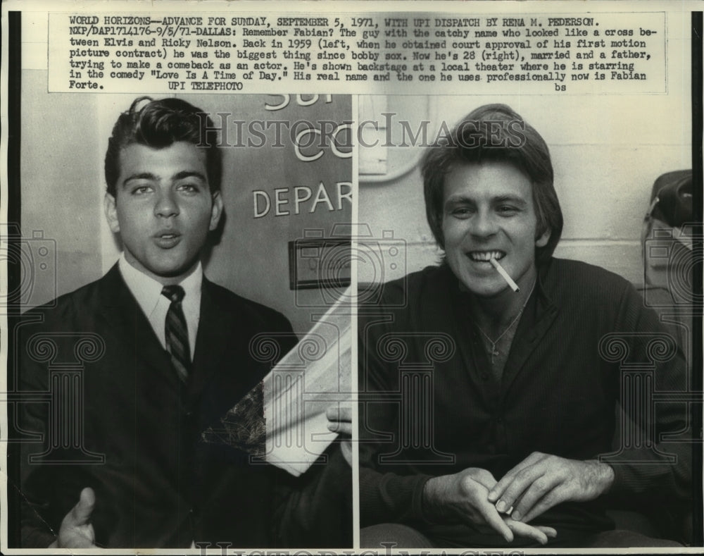 1971 Press Photo Actor Fabian Fore shown in 1959 and starring in a Dallas play.- Historic Images