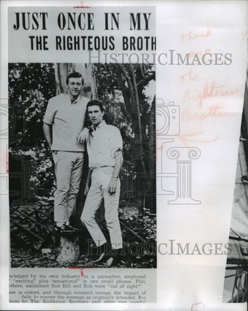 1965 Press Photo &quot;Unchained Melody&quot; by the Righteous Brothers - mjp12037- Historic Images