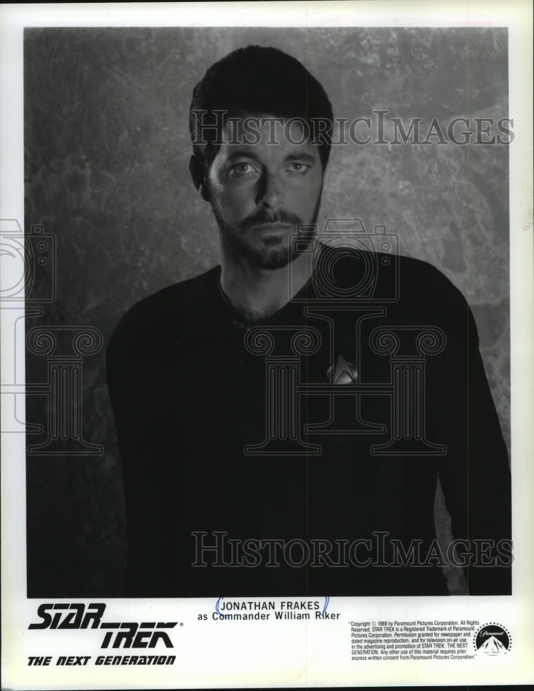 1990 Press Photo Jonathan Frakes as Commander William Riker, Star Trek- Historic Images