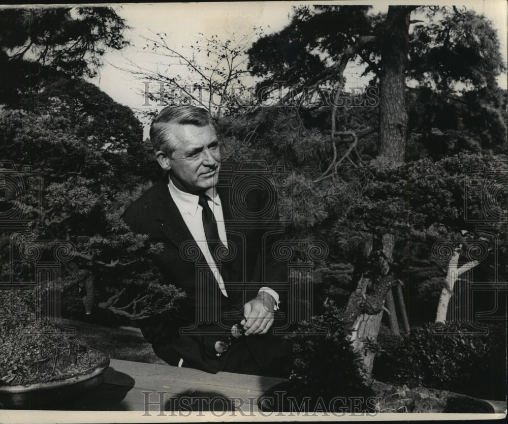 1965 Press Photo Actor Cary Grant in the Garden of a Tokyo restaurant- Historic Images