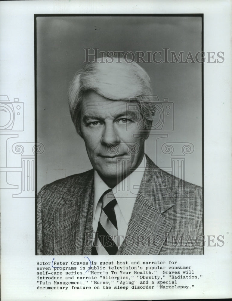 1982 Press Photo Actor Peter Graves - mjp16169- Historic Images