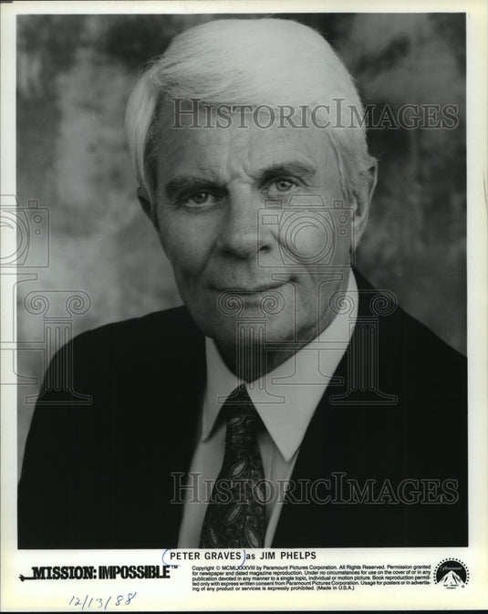 1988 Press Photo Peter Graves as Jim Phelps on Mission Impossible - mjp16182- Historic Images