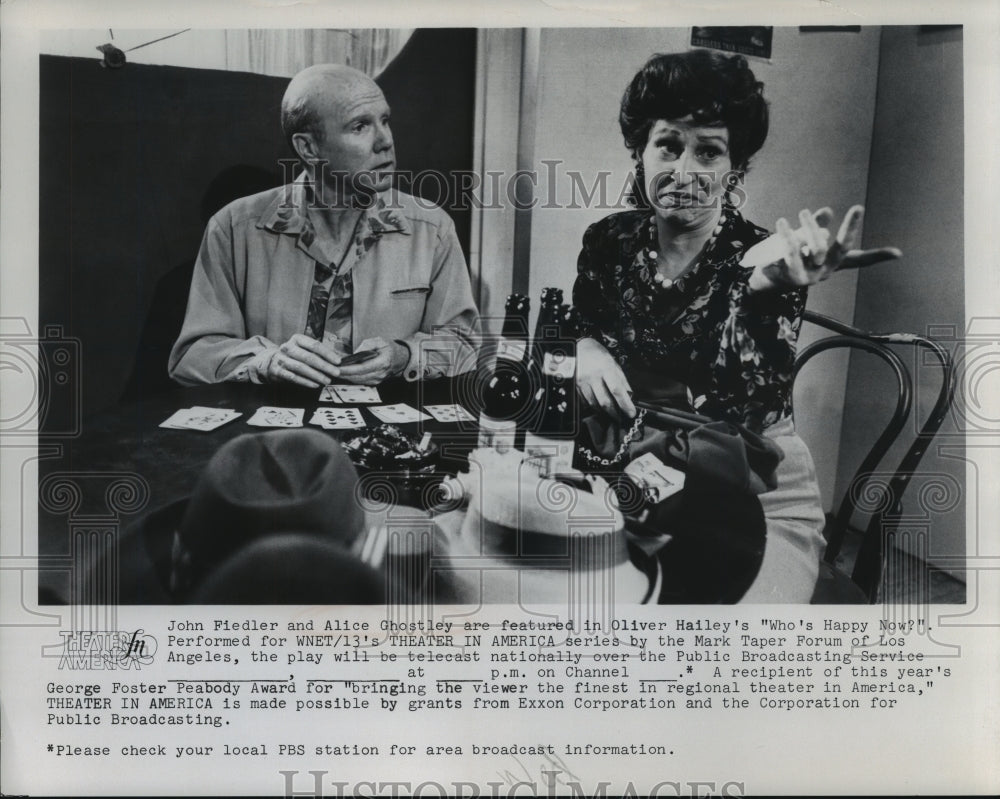 1975 Press Photo John Fiedler and Alice Ghostley play cards in Who&#39;s Happy Now?- Historic Images