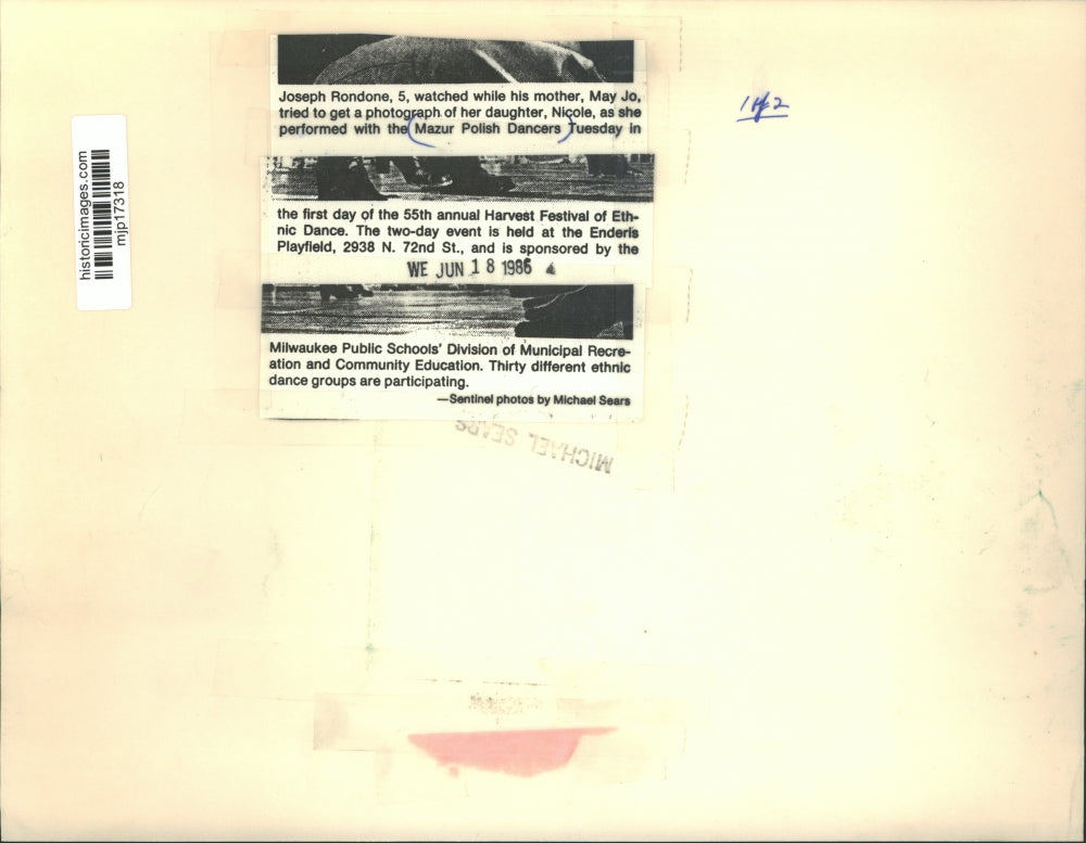 1986 Press Photo Mazur Polish Dancers at Harvest Festival at Enderis Playfield