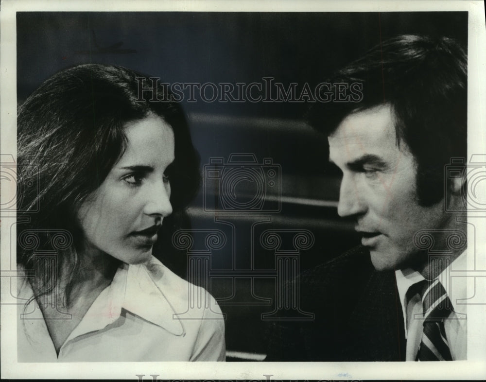 1981 Press Photo US Actress, Andrea Marcovicci speaks with man - mjp17555- Historic Images