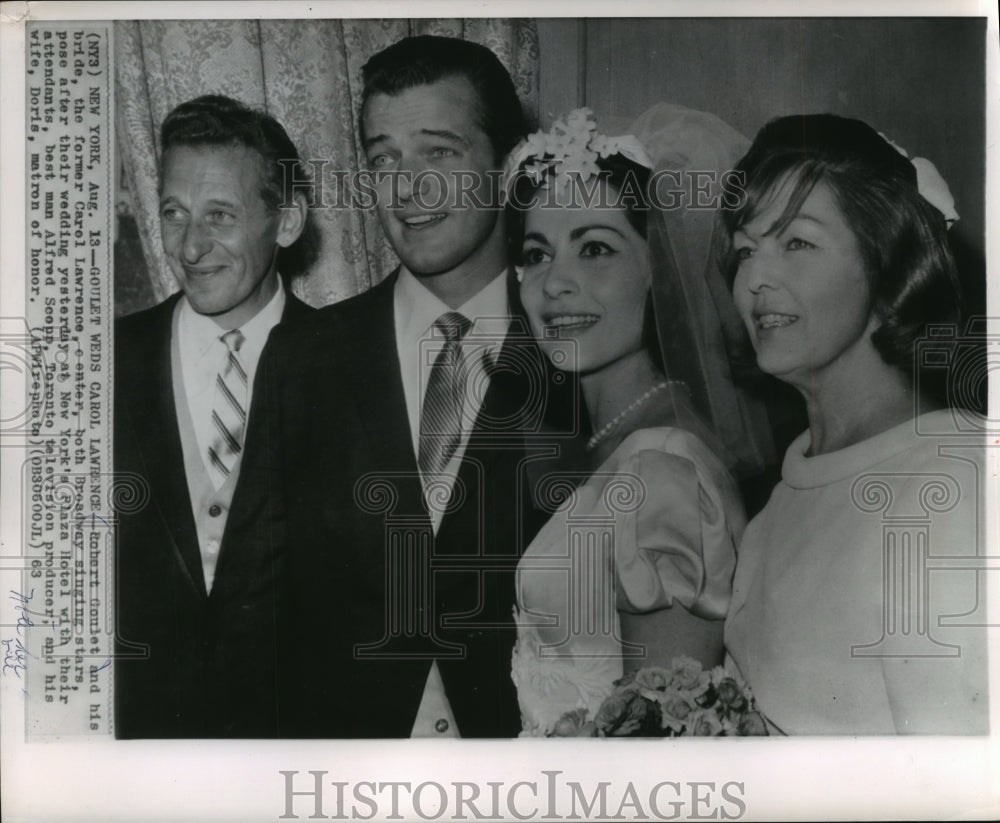1963 Press Photo Robert Goulet and his bride, Carol Lawrence in New York.- Historic Images