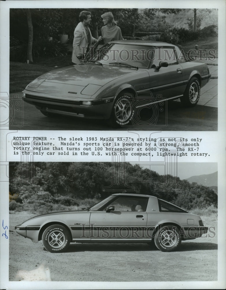 1983 Press Photo The 1983 Mazda RX-7 sports car. - mjp17758- Historic Images