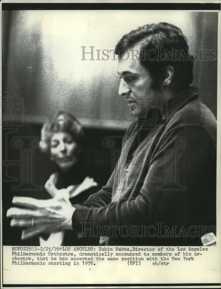 1976 Press Photo Zubin Mehta announces position with New York Philharmonic.- Historic Images