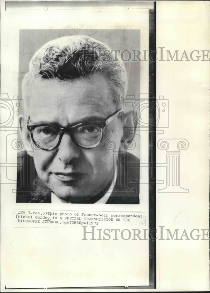 1972 Press Photo France-Soir correspondent, Michel Gordey.- Historic Images