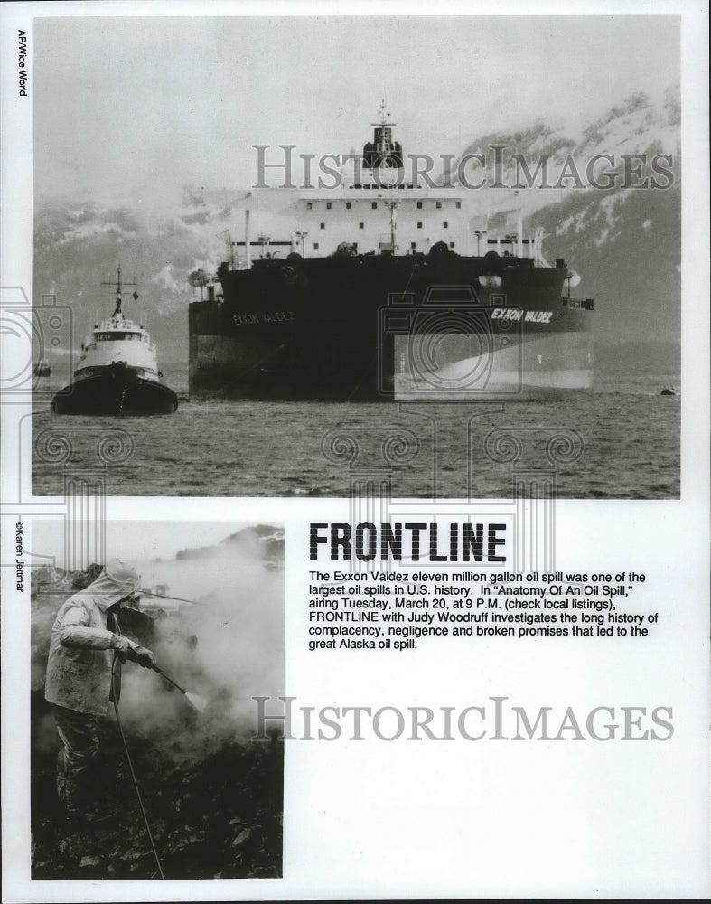 1990 Press Photo Scenes from &quot;Frontline&quot; --- the Exxon Valdez oil spill- Historic Images