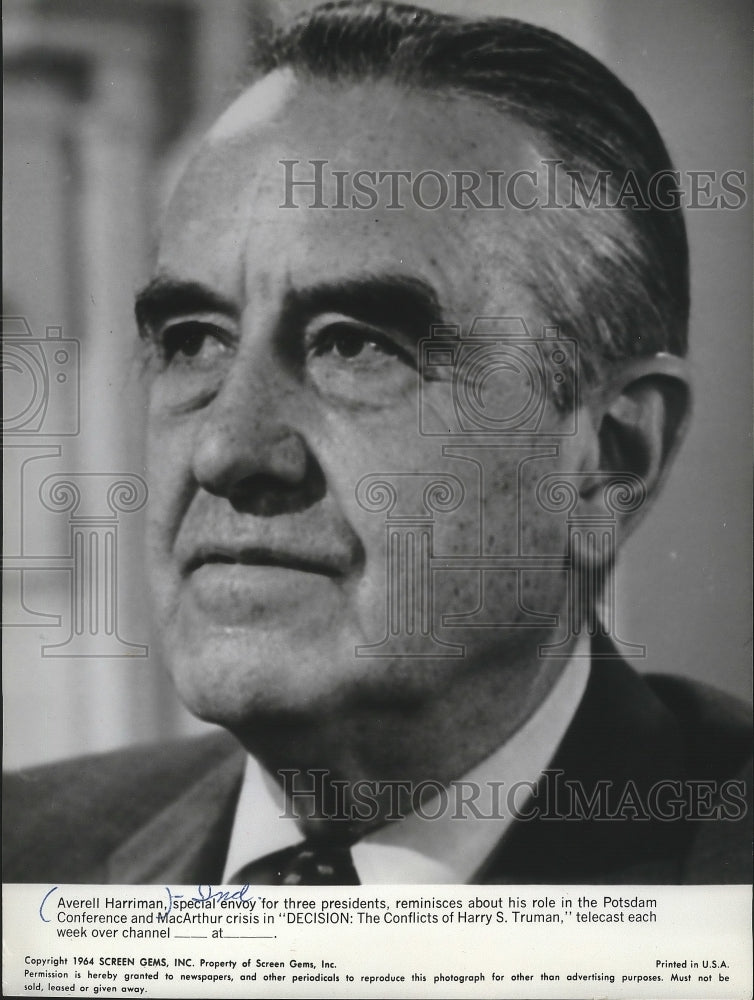 Load image into Gallery viewer, 1964 Press Photo Averell Harriman, special envoy for three presidents
