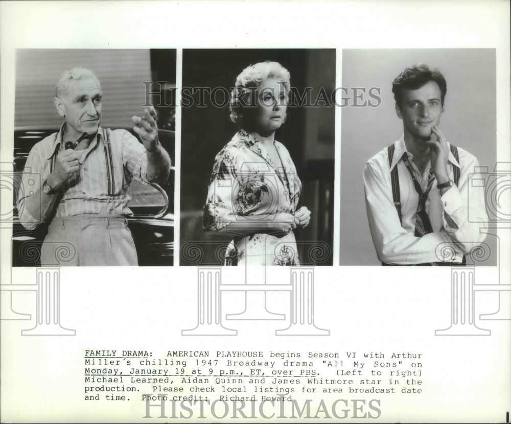 1987 Press Photo Aidan Quinn &amp; others star in American Playhouse &quot;All My Sons&quot;- Historic Images