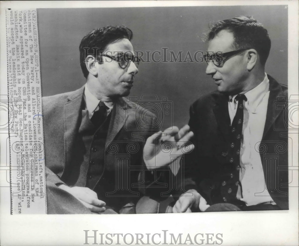 1968 Press Photo Marcus Raskin and Allard Lowenstein on CBS&#39; Face the Nation.- Historic Images