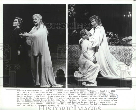 1986 Press Photo scenes from "Lohengrin" airing on PBS-TV - mjp22622- Historic Images