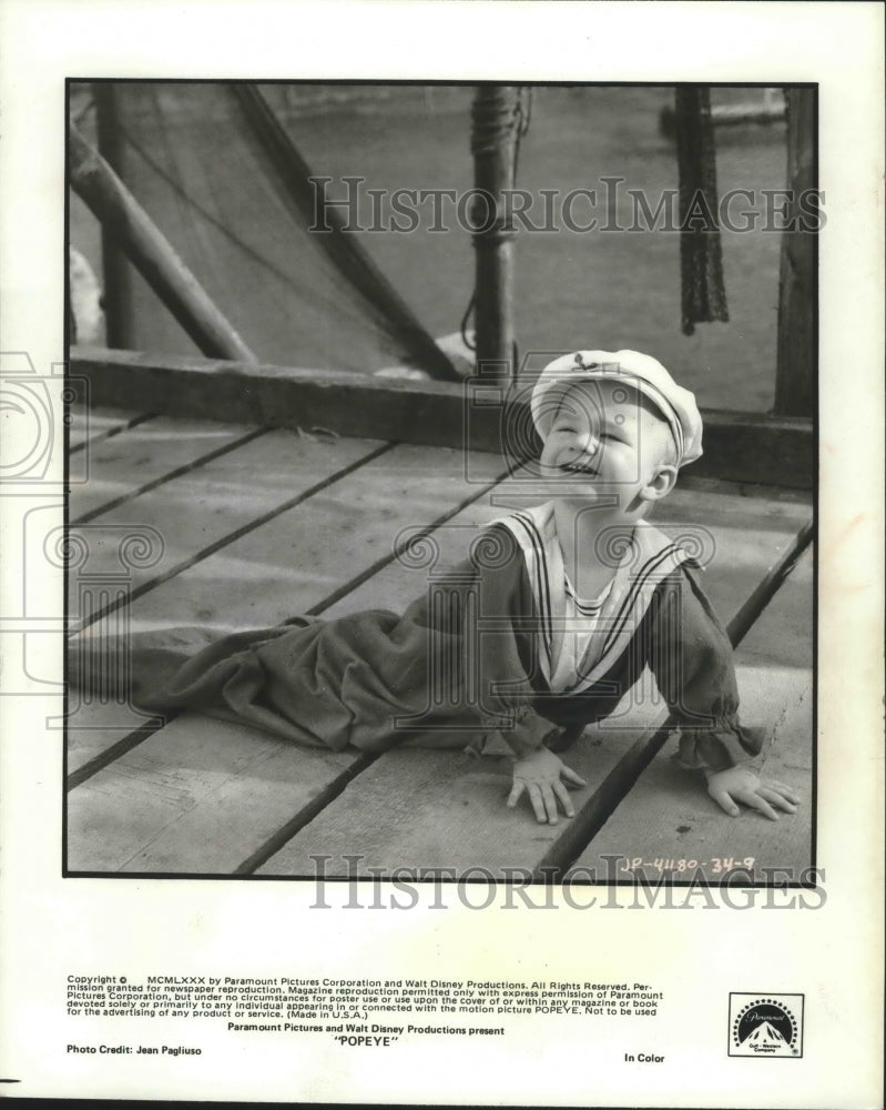1980 Press Photo Wesley Ivan Hurt portrays Swee&#39;Pea on &quot;Popeye&quot; - mjp22732- Historic Images