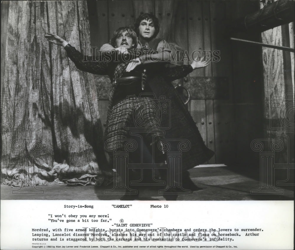 1960 Press Photo Franco Nero and Richard Harris in "Saint Genevieve"