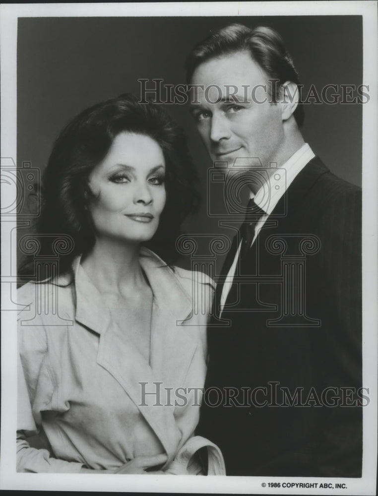 1986 Press Photo Kate O&#39;Mara and Christopher Cazenove star on Dynasty, on ABC.- Historic Images