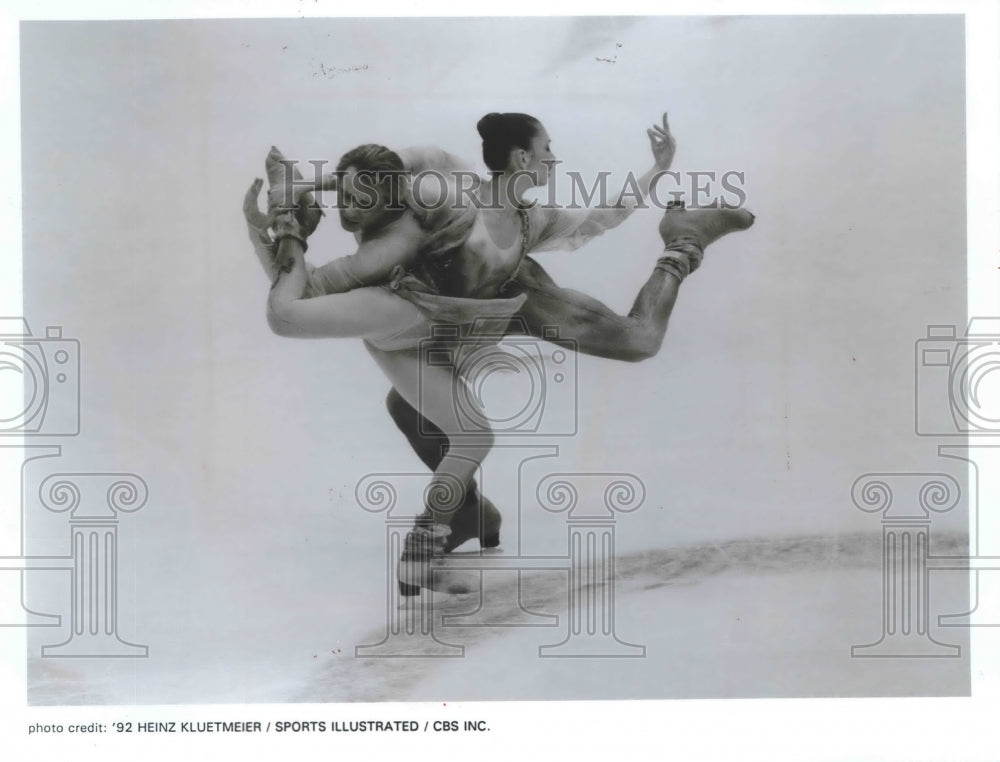 1992 Press Photo Maya Usova and Aleksandr Zhulin Olympic ice dance Bronze medal- Historic Images