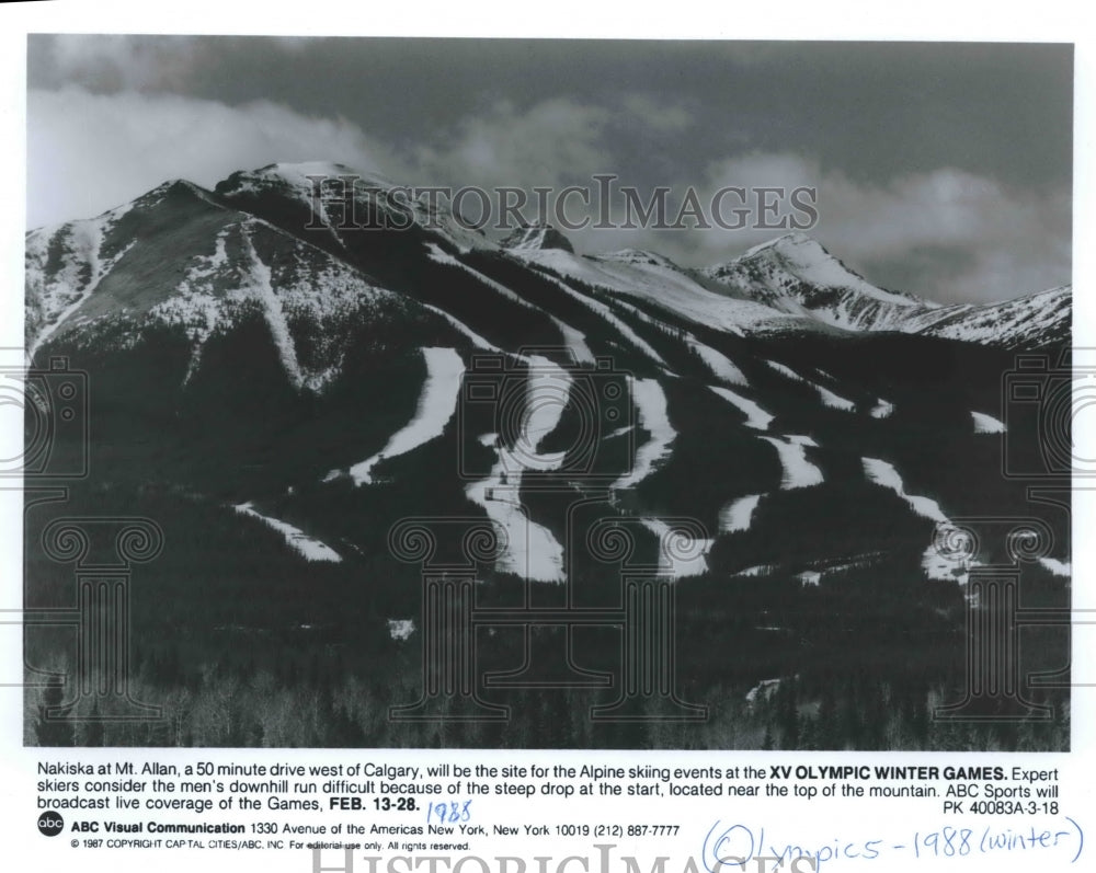 1987 Press Photo Nakiska at Mt Allan, Canada Olympic skiing site - mjp27001- Historic Images