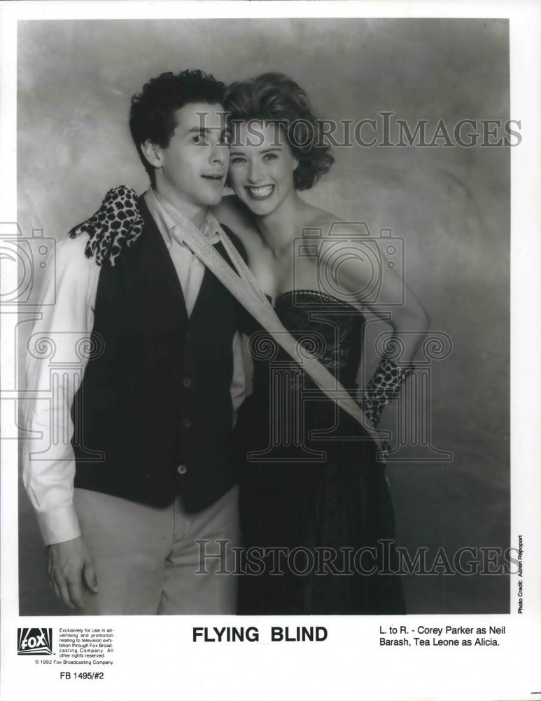 1993 Press Photo Corey Parker Tea Leoni are the stars of Fox&#39;s &quot;Flying Blind&quot;- Historic Images