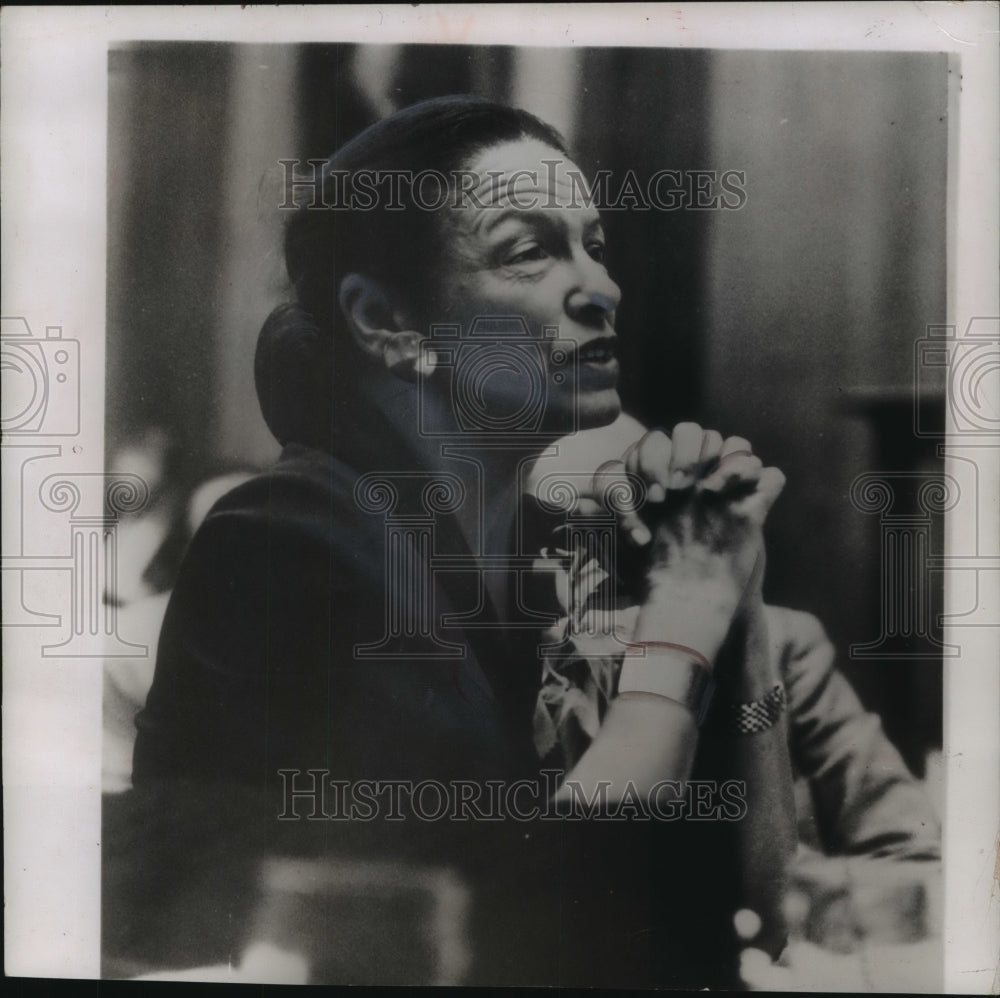 1958 Press Photo Actress Gale Sondergaard testifies before congress-Blacklisting- Historic Images