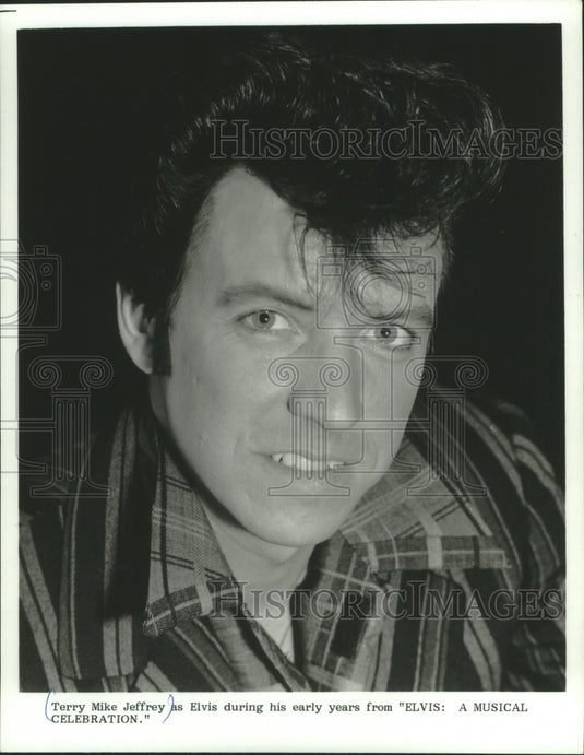 1989 Press Photo Terry Mike Jeffrey as Elvis in "Elvis: A Musical Celebration"- Historic Images