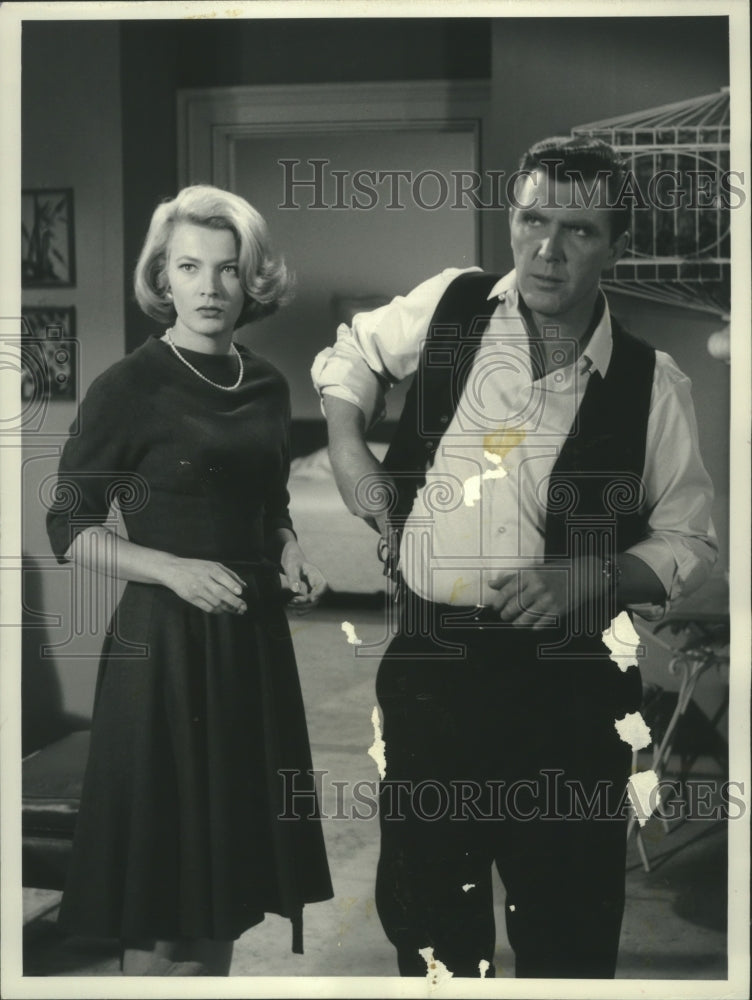 1962 Press Photo Gena Rowlands and Robert Lansing on &quot;87th Precinct&quot;- Historic Images