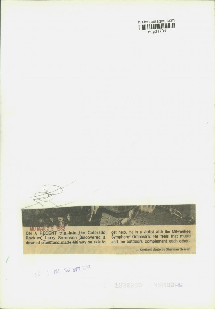 1982 Press Photo Milwaukee Symphony Orchestra Violist Larry Sorenson - mjp31701