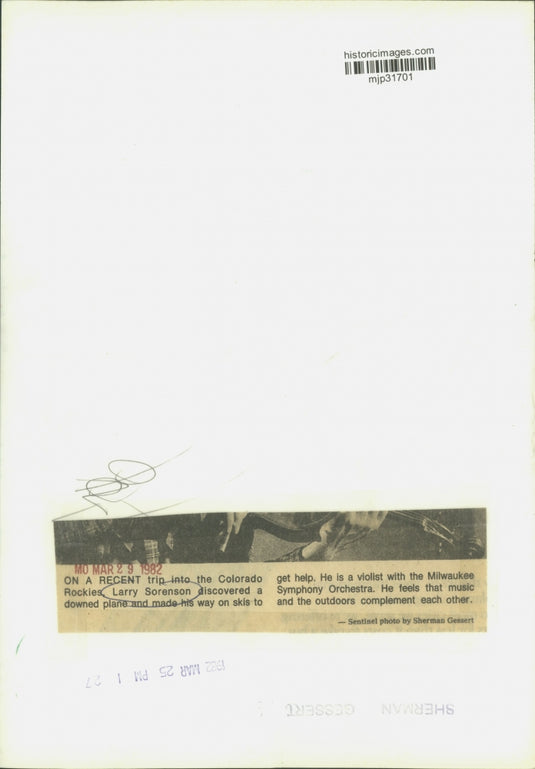1982 Press Photo Milwaukee Symphony Orchestra Violist Larry Sorenson - mjp31701