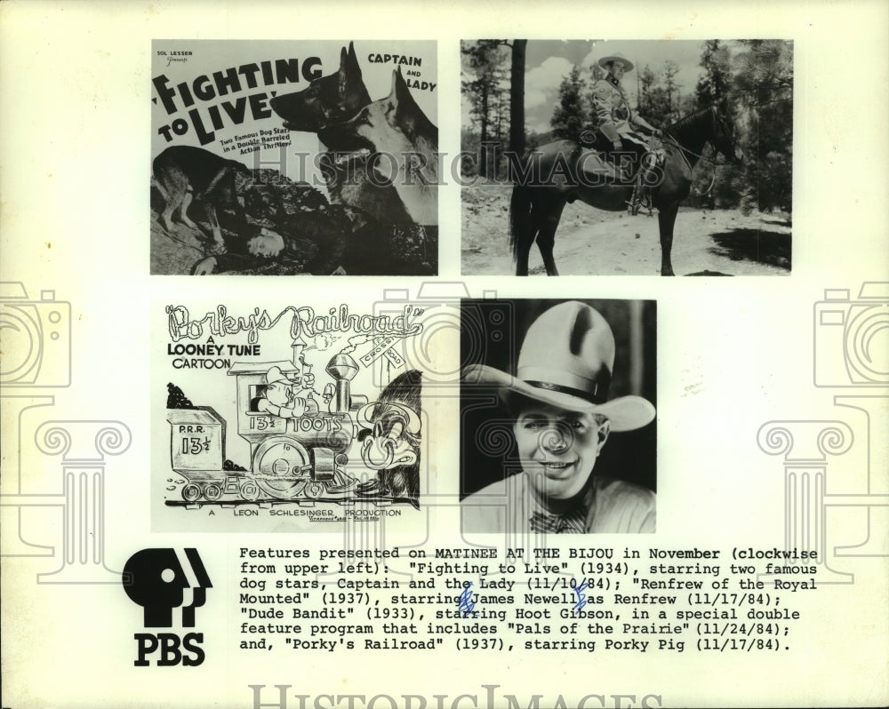 1985 Press Photo Features presented on Matinee at the Bijou on PBS network