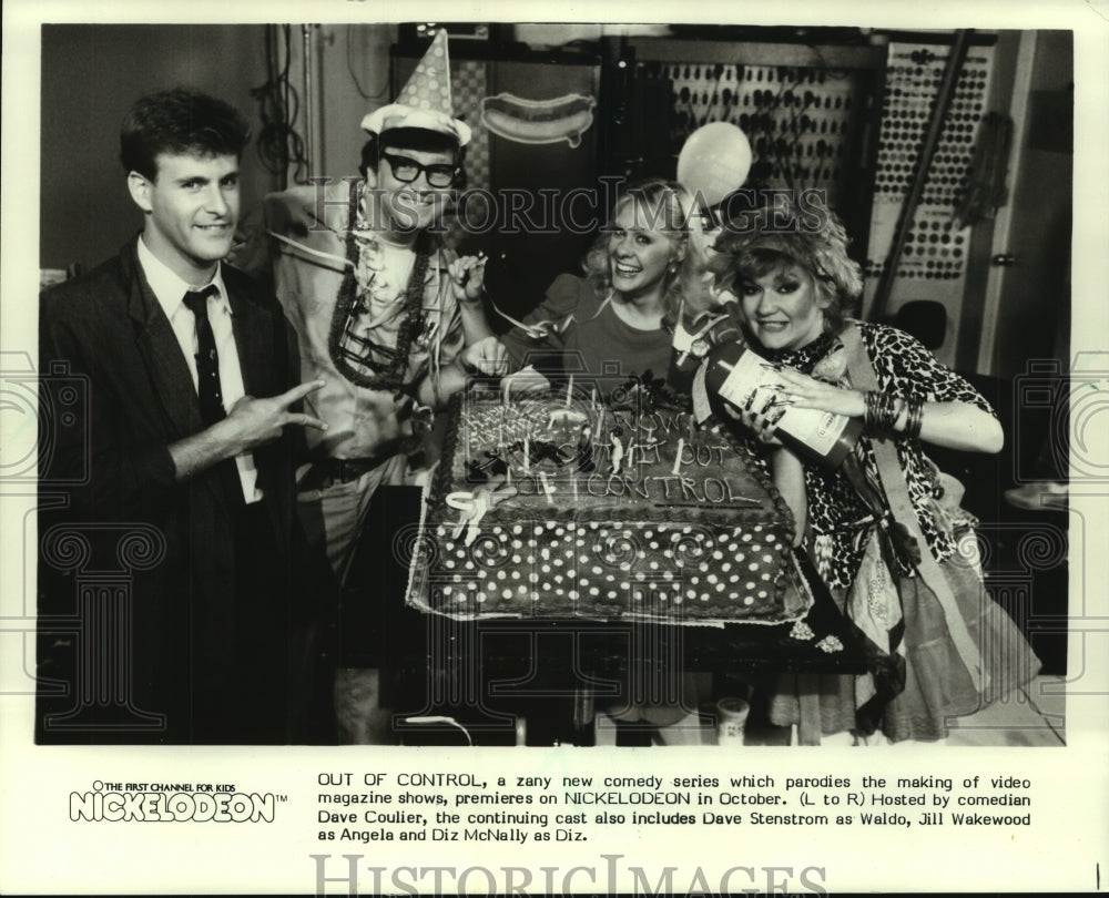 1987 Press Photo Dave Coulier, Dave Stenstrom, Jill Wakewood and Diz McNally- Historic Images