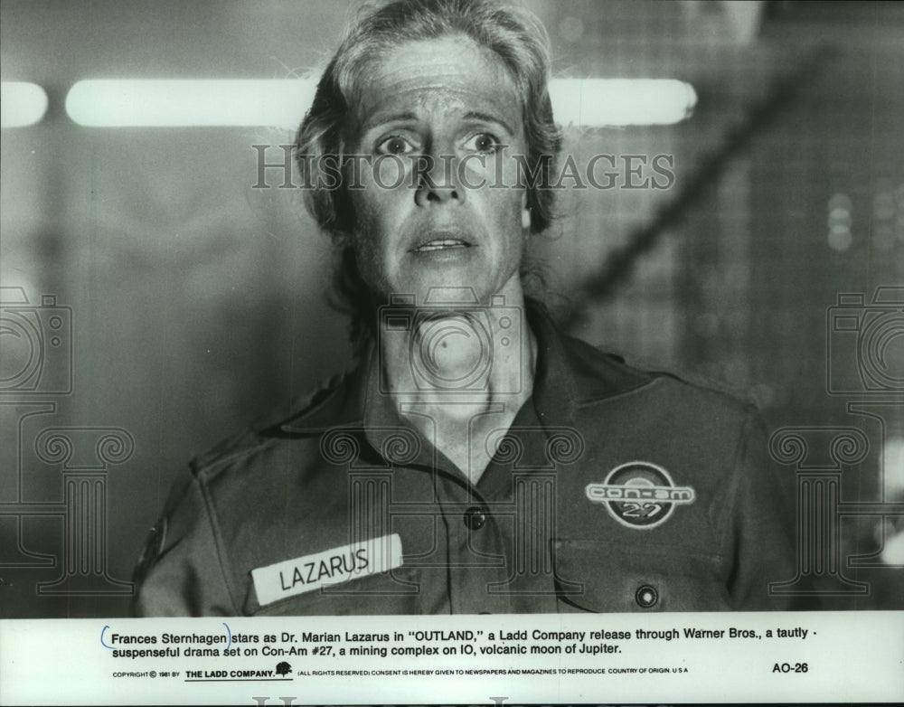 1981 Press Photo Frances Sternhagen, as Dr. Marian Lazarus in Outland show- Historic Images