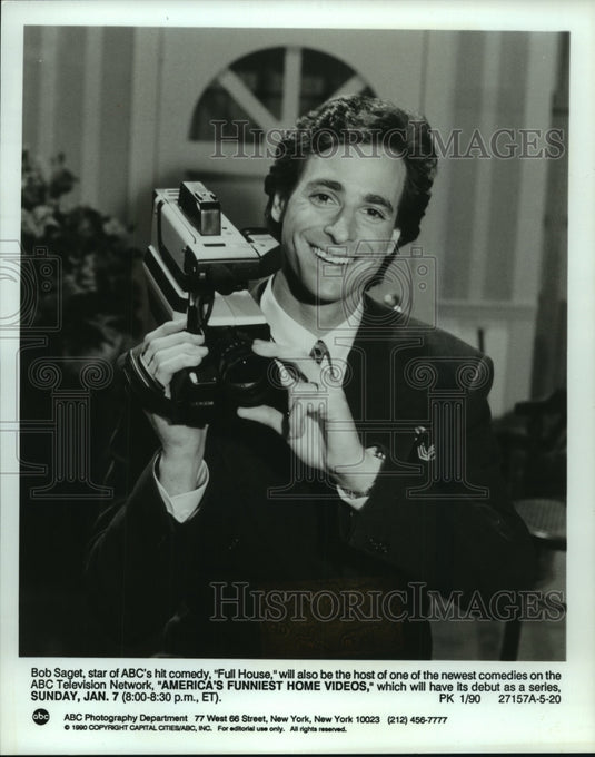 1990 Press Photo Comedian Bob Saget hosts "America's Funniest Home Videos"- Historic Images